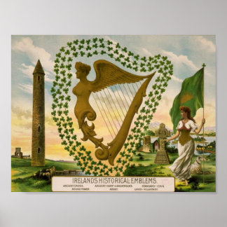 Historische emblemen in Ierland Poster