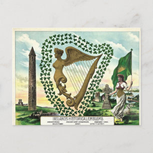 Historische emblemen van Vintage Ierland Briefkaart