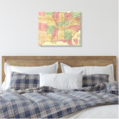 Historische en militaire kaart van de VS Canvas Afdruk (Insitu (Slaapkamer))