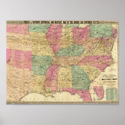 Historische en militaire kaart van de VS Poster (Voorkant)
