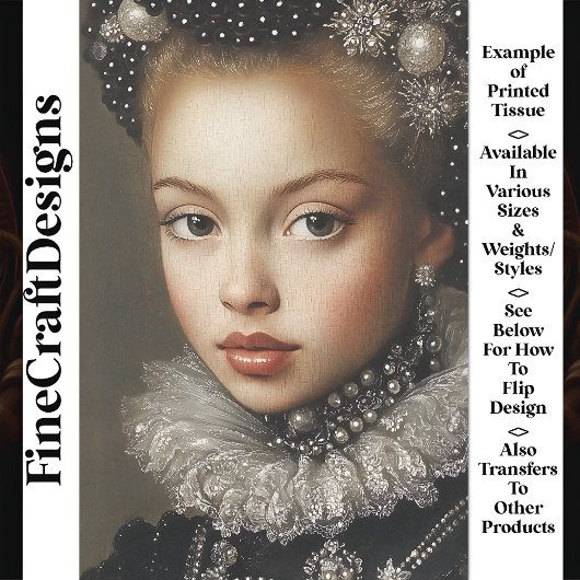 Historische Fantasy Portret Vrouw BG1 Decoupage Tissuepapier