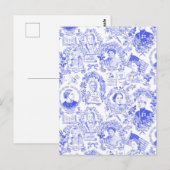 Historische feministische pioneers Blue Toile Briefkaart (Voorkant / Achterkant)
