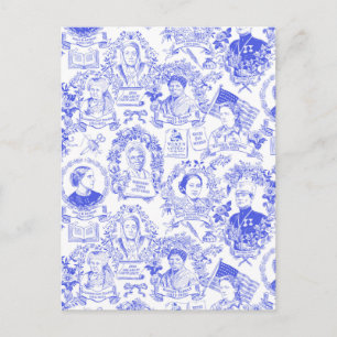 Historische feministische pioneers Blue Toile Briefkaart