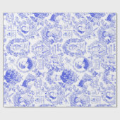 Historische feministische pioneers Blue Toile Cadeaupapier (Vlak)