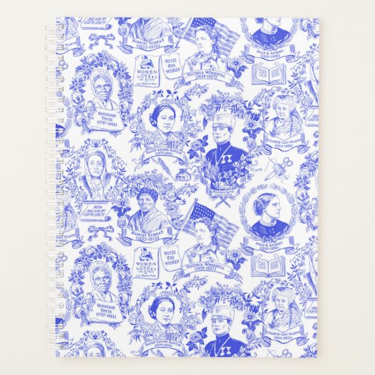 Historische feministische pioneers Blue Toile Planner (Voorkant)