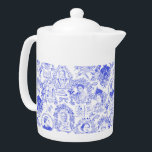 Historische feministische pioneers Blue Toile Theepot<br><div class="desc">Mijn hand getrokken toile patroon in koninklijk blauw op een witte achtergrond toont portretten van 8 verschillende vrouwen van over de hele wereld, alle strijders voor gelijkheid voor vrouwen. De vrouwen die worden geportretteerd zijn onder andere Sojourner Truth, Elizabeth Cady Stanton, Susan B. Anthony, Victoria Woodhull, Harriet Tubman en nog...</div>