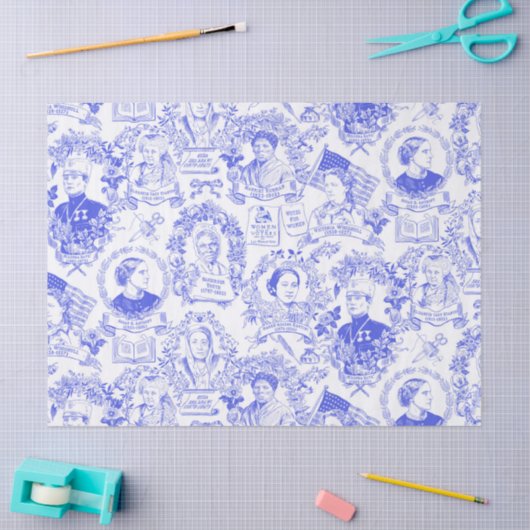 Historische feministische pioneers Blue Toile Tissuepapier (Craft)
