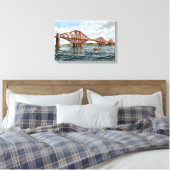 Historische Forth-spoorbrug Schotland Aquarel Canvas Afdruk (Insitu (Slaapkamer))