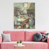 Historische Franse keuken (door Maximilien Luce) Canvas Afdruk (Insitu (Woonkamer))