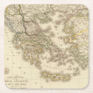 Historische Griekenland, kaart van Parijs-atlas Kartonnen Onderzetters