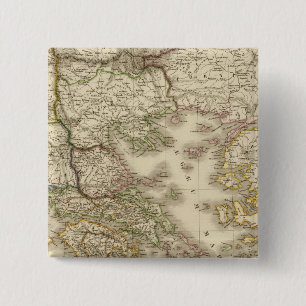 Historische Griekenland, kaart van Parijs-atlas Vierkante Button 5,1 Cm