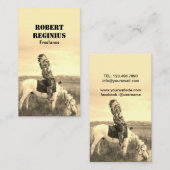 Historische Indische Amerikaanse Chief Sepia Visitekaartje (Voorkant / Achterkant)