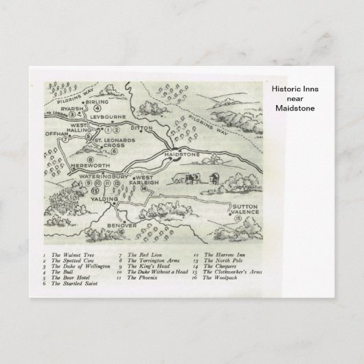 Historische Inns bij Maidstone Briefkaart (Voorkant)