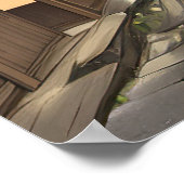 Historische Japanse straat met lantaarns Poster (Hoek)