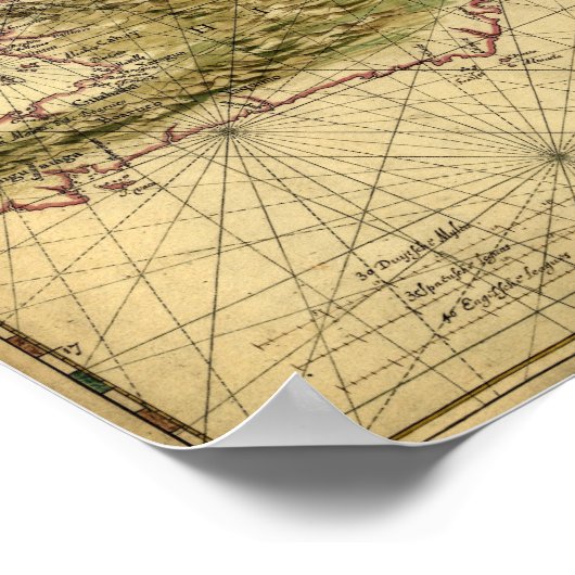 Historische kaart 1639 van Hispaniola - Joan Vinck Poster (Hoek)