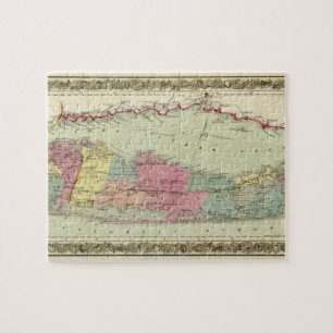 Historische kaart 1855-1857 voor reizigers op het  legpuzzel