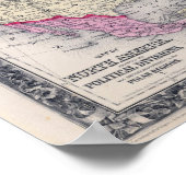 Historische kaart 1860 van Noord-Amerika Poster (Hoek)