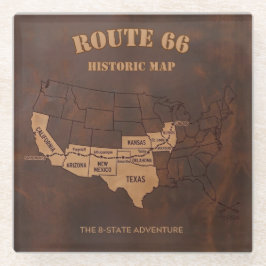 Historische Kaart Avontuur Oude Route 66 Glazen Onderzetter