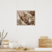 Historische kaart Mexico en Guatemala Canvas Afdru Poster (Keuken)