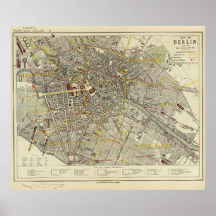 Historische kaart van Berlijn 1883 – Letts Popular Poster