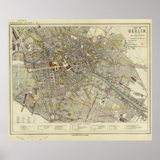 Historische kaart van Berlijn 1883 – Letts Popular Poster