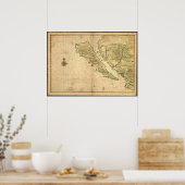 Historische kaart van Californië Poster (Keuken)