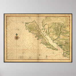 Historische kaart van Californië Poster