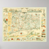 Historische kaart van Connecticut vanaf 1926 Poster (Voorkant)