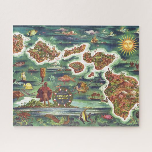 Historische kaart van de oude Antiek Hawaiiaanse e Legpuzzel (Horizontaal)