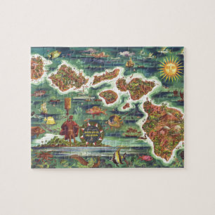 Historische kaart van de oude Antiek Hawaiiaanse e Legpuzzel