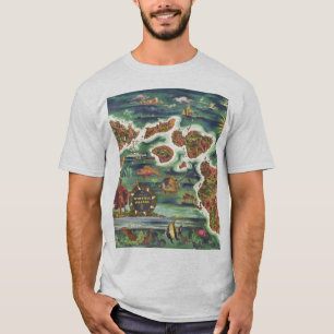 Historische kaart van de oude Antiek Hawaiiaanse e T-shirt