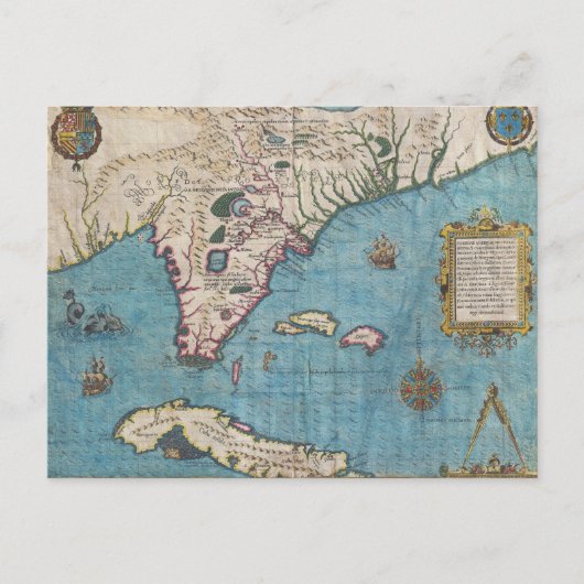 Historische kaart van Florida (1591) (Voorkant)