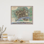 Historische kaart van Frankfurt Duitsland am Main Poster (Keuken)