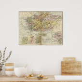 Historische kaart van het oude Aziatische minderja Poster (Keuken)