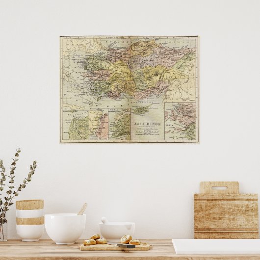 Historische kaart van het oude Aziatische minderja Poster (Keuken)