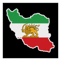 Historische kaart van Iran met Leeuw- en Zonnevlag