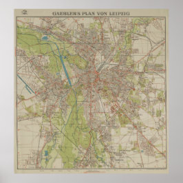 Historische kaart van Leipzig door Gaebler 1940-ed Poster