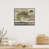 Historische kaart van Londen, Engeland (1740) Poster (Keuken)