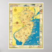 Historische kaart van New Jersey Poster (Voorkant)