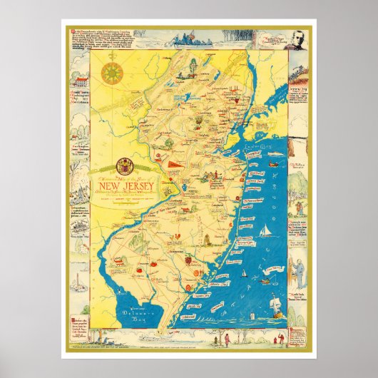 Historische kaart van New Jersey Poster (Voorkant)