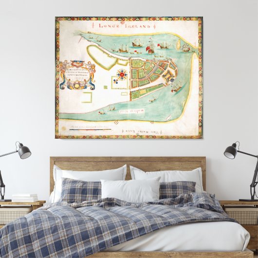 Historische kaart van New York City (1664) Canvas Afdruk (Insitu (Slaapkamer))