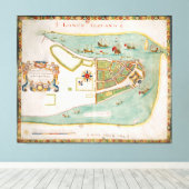 Historische kaart van New York City (1664) Canvas Afdruk (Insitu (Houten vloer))