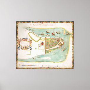 Historische kaart van New York City (1664) Canvas Afdruk