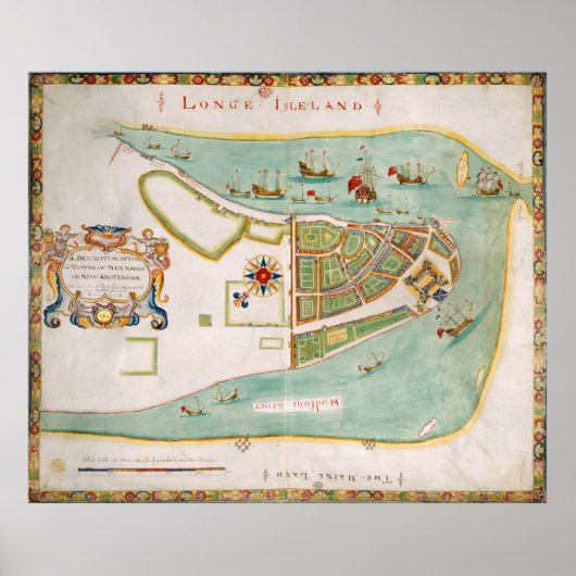 Historische kaart van New York City (1664) Poster (Voorkant)