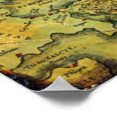 Historische kaart van Oude Thracië vanaf 1585 Poster (Hoek)