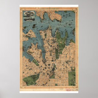 Historische kaart van Sydney Australia 1922 Poster