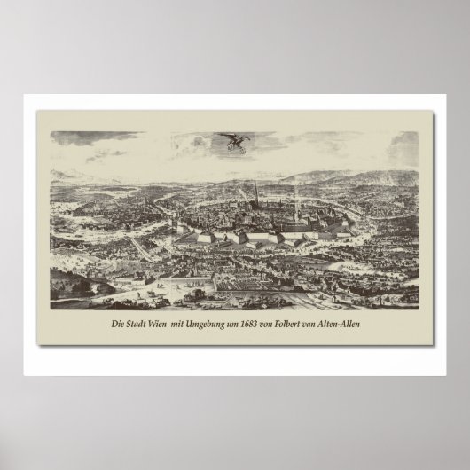 Historische Karte Österreich Wien 1683 Poster (Voorkant)