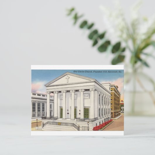 Historische kerk Savannah GA retro Briefkaart (Staand voorkant)