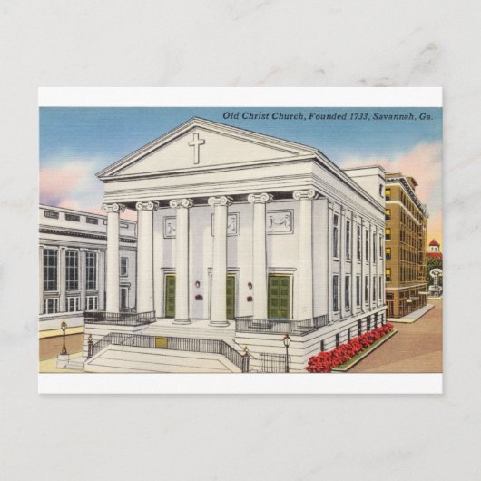 Historische kerk Savannah GA retro Briefkaart (Voorkant)