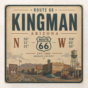 Historische Kingman Route 66 Retro Kunstwerken Glazen Onderzetter